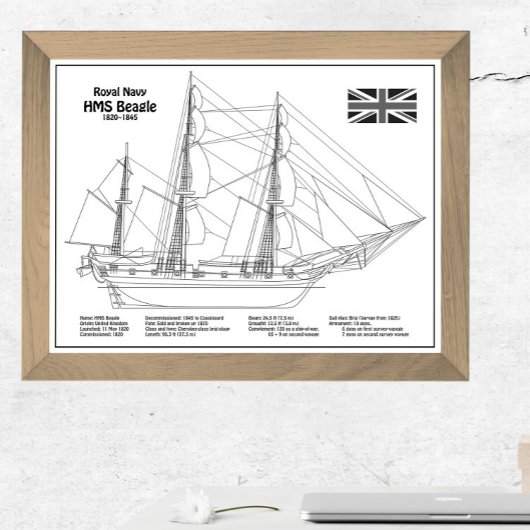 HMS Beagle Tall Ship - Schiffskopfdruck BD Fotodruck