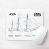 HMS Beagle Tall Ship - Schiffskopfdruck BD Mousepad (Mit Mouse)