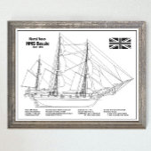 HMS Beagle Tall Ship - Schiffskopfdruck BD Poster
