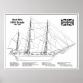 HMS Beagle Tall Ship - Schiffskopfdruck BD Poster (Vorne)