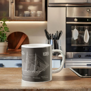 HMS Beagle Tall Ship - Schiffskopfdruck PBD Kaffeetasse