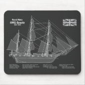 HMS Beagle Tall Ship - Schiffskopfdruck PBD Mousepad (Vorne)