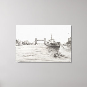 HMS Belfast an der Themse London.2006 Leinwanddruck