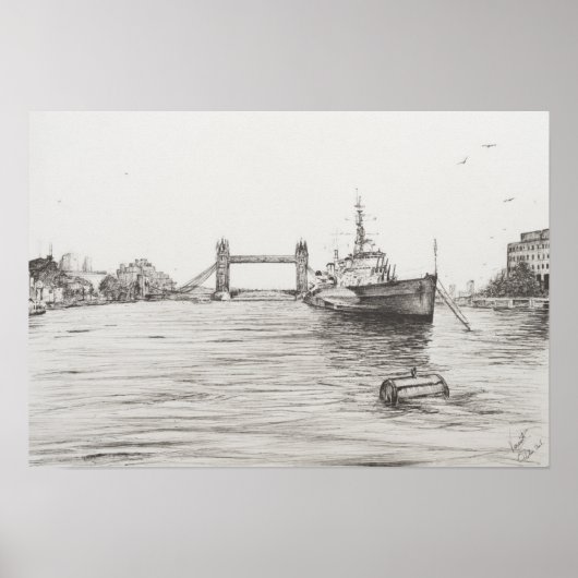 HMS Belfast an der Themse London.2006 Poster (Vorne)