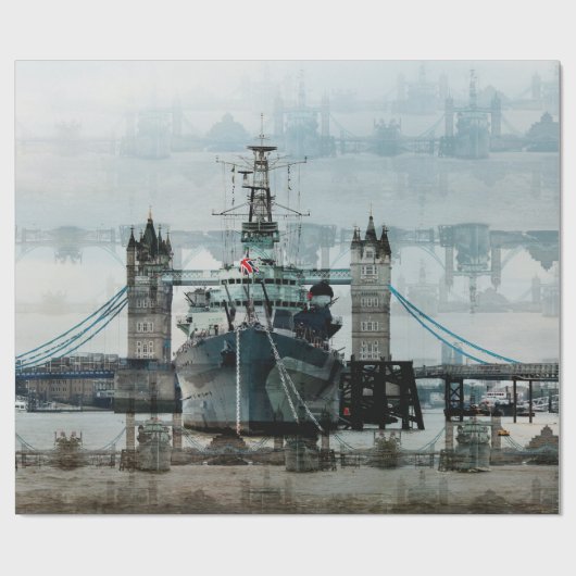 HMS Belfast an der Themse, London England Geschenkpapier (Flach)