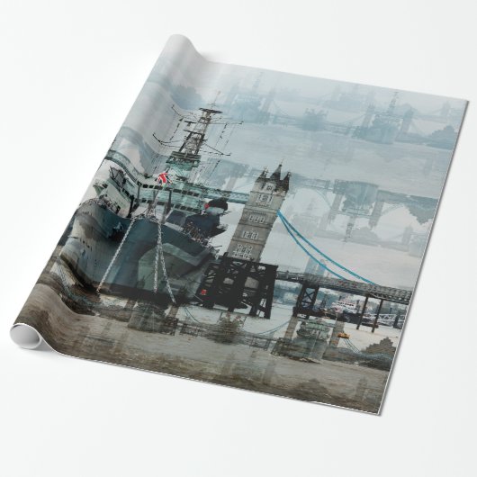 HMS Belfast an der Themse, London England Geschenkpapier (Ungerollt)