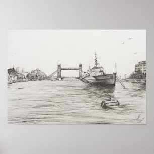 HMS Belfast auf der Themse London.2006 Poster