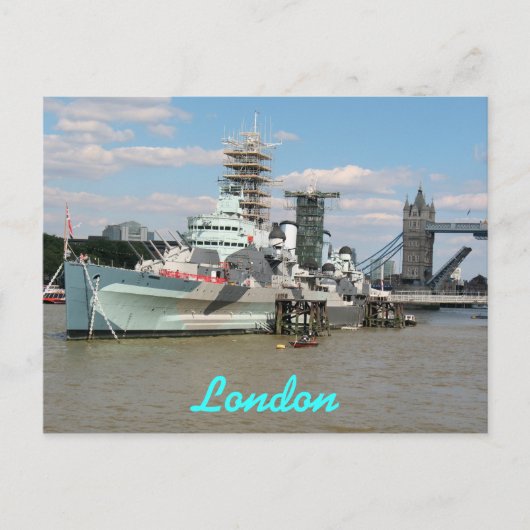 HMS Belfast Thames London UK Postkarte (Vorderseite)
