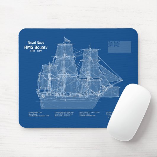 HMS Bounty - Pläne für den Schiffsbau ABD Mousepad (Mit Mouse)