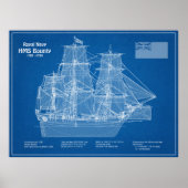 HMS Bounty - Pläne für den Schiffsbau ABD Poster (Vorne)