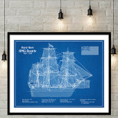 HMS Bounty - Pläne für den Schiffsbau ABD Poster