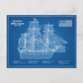 HMS Bounty - Pläne für den Schiffsbau ABD Postkarte (Vorderseite)