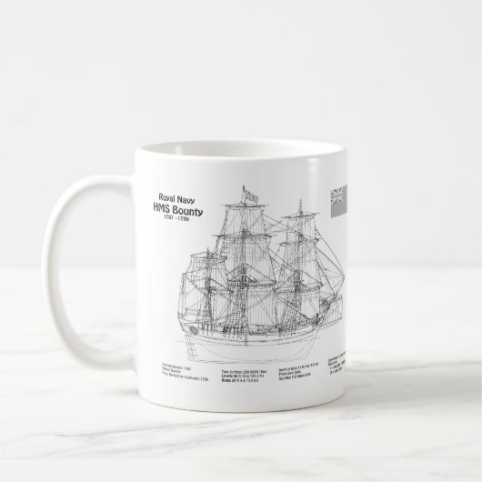 HMS Bounty - Pläne für den Schiffsbau - BD Kaffeetasse (Links)