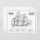 HMS Bounty - Pläne für den Schiffsbau - BD Postkarte (Vorne/Hinten)