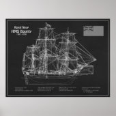HMS Bounty - Pläne für den Schiffsbau - PD Poster (Vorne)