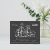 HMS Bounty - Pläne für den Schiffsbau - PD Postkarte (Stehend Vorderseite)