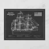 HMS Bounty - Pläne für den Schiffsbau - PD Postkarte (Vorderseite)