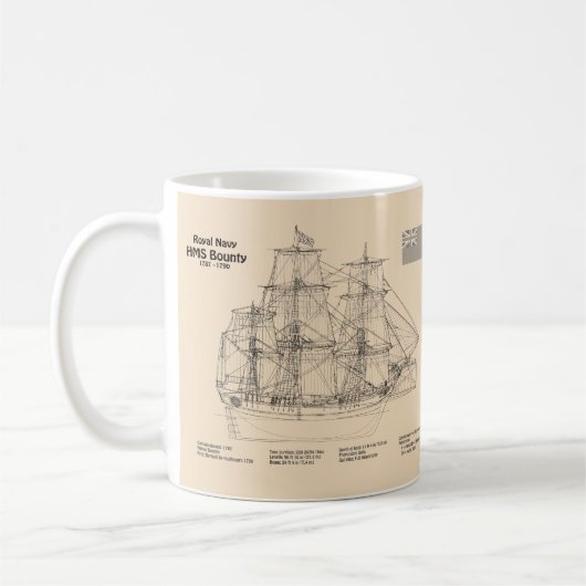 HMS Bounty - Pläne für ein Schiffskonzept SD Kaffeetasse (Links)