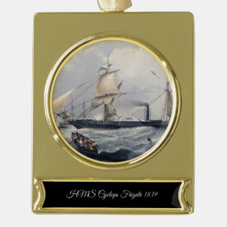 HMS Cyclops Frigate 1839 Banner-Ornament Gold
