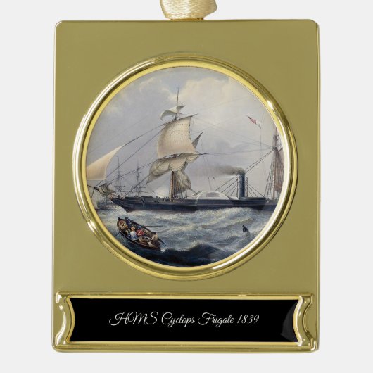 HMS Cyclops Frigate 1839 Banner-Ornament Gold (Vorderseite)