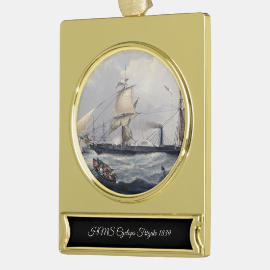 HMS Cyclops Frigate 1839 Banner-Ornament Gold (Links)