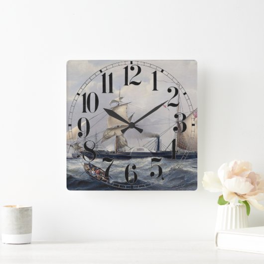 HMS Cyclops Frigate 1839 Quadratische Wanduhr (Zuhause)