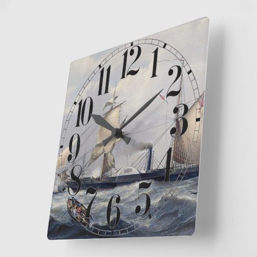 HMS Cyclops Frigate 1839 Quadratische Wanduhr (Winkel)