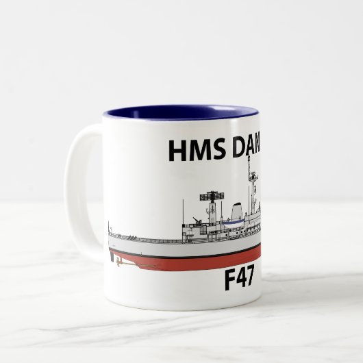 HMS Danae, orig config Zweifarbige Tasse (Vorderseite Links)