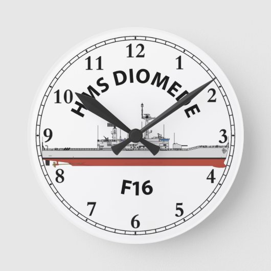 HMS DIOMEDE - F16 - LEANDER ORIG RUNDE WANDUHR (Vorderseite)