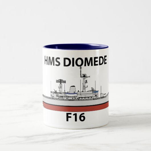HMS Diomede, orig config Zweifarbige Tasse (Mittel)