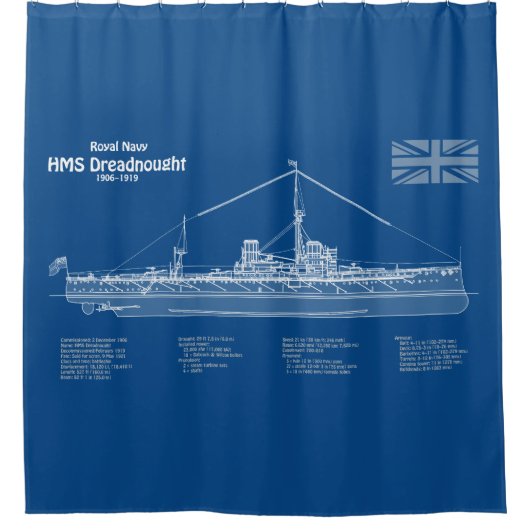HMS Dreadnought - Ship Blueprint ABD Duschvorhang (Vorderseite)