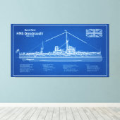 HMS Dreadnought - Ship Blueprint ABD Leinwanddruck (Insitu (Holzboden))