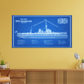 HMS Dreadnought - Ship Blueprint ABD Leinwanddruck (Insitu (Wohnzimmer))