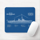 HMS Dreadnought - Ship Blueprint ABD Mousepad (Mit Mouse)