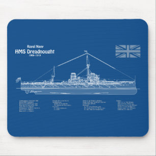 HMS Dreadnought - Ship Blueprint ABD Mousepad