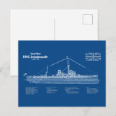 HMS Dreadnought - Ship Blueprint ABD Postkarte (Vorne/Hinten)