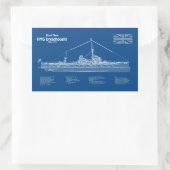 HMS Dreadnought - Ship Blueprint ABD Rechteckiger Aufkleber (Tasche)