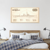 HMS Dreadnought - Ship Blueprint SD Leinwanddruck (Insitu (Schlafzimmer))