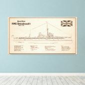 HMS Dreadnought - Ship Blueprint SD Leinwanddruck (Insitu (Holzboden))
