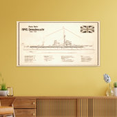 HMS Dreadnought - Ship Blueprint SD Leinwanddruck (Insitu (Wohnzimmer))