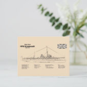 HMS Dreadnought - Ship Blueprint SD Postkarte (Stehend Vorderseite)