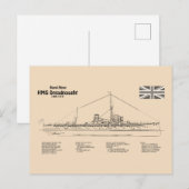 HMS Dreadnought - Ship Blueprint SD Postkarte (Vorne/Hinten)