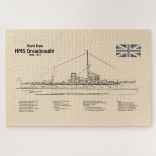 HMS Dreadnought - Ship Blueprint SD Puzzle