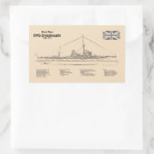 HMS Dreadnought - Ship Blueprint SD Rechteckiger Aufkleber (Tasche)
