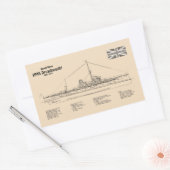 HMS Dreadnought - Ship Blueprint SD Rechteckiger Aufkleber (Umschlag)