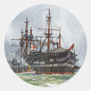 HMS Implacable ein 74-Kanonen-Schiff dritten Range Runder Aufkleber