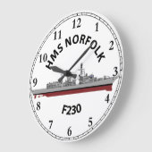 HMS NORFOLK - SCHALTFLÄCHE TYP 23 GROßE WANDUHR (Winkel)