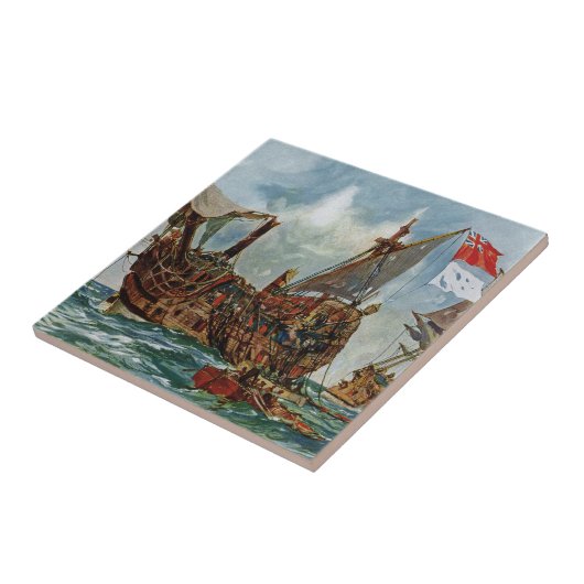 HMS Nottingham und Mars 1703 Fliese (Seite)