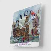 HMS Nottingham und Mars 1703 Quadratische Wanduhr (Winkel)