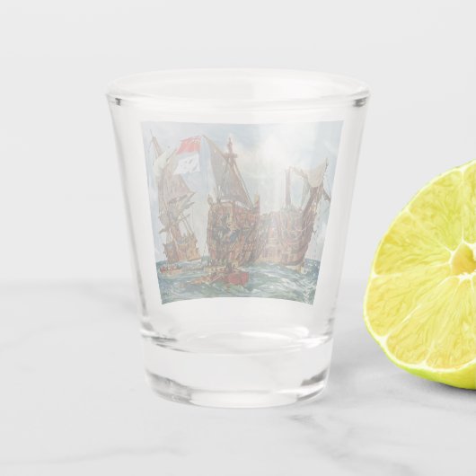 HMS Nottingham und Mars 1703 Schnapsglas (Rückseite)